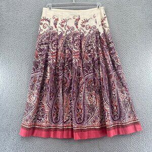 Talbots Skirt Womens 8 Petite Ivory Multi Floral Midi Pleated A Line Everyday